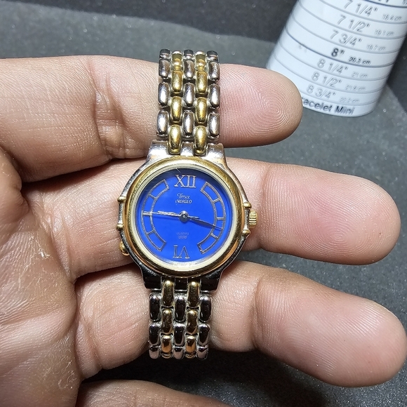Timex Indiglo Women Quartz Watch Silver Gold Tone Working Blue Roman Dial shows - Picture 1 of 10